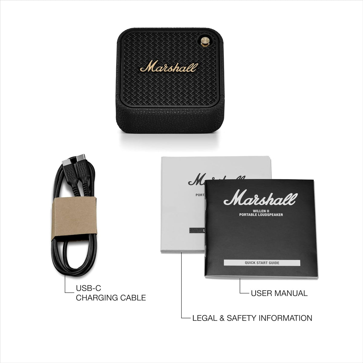 Marshall Willen II Wireless Bluetooth Speaker, Over 17+ Hours Playtime, IP67 Waterproof - Black and Brass