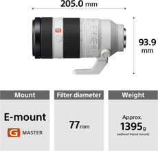 Sony Fe 100 400mm G Master Super Telephoto Zoom Lens, Sel100400gm, Black