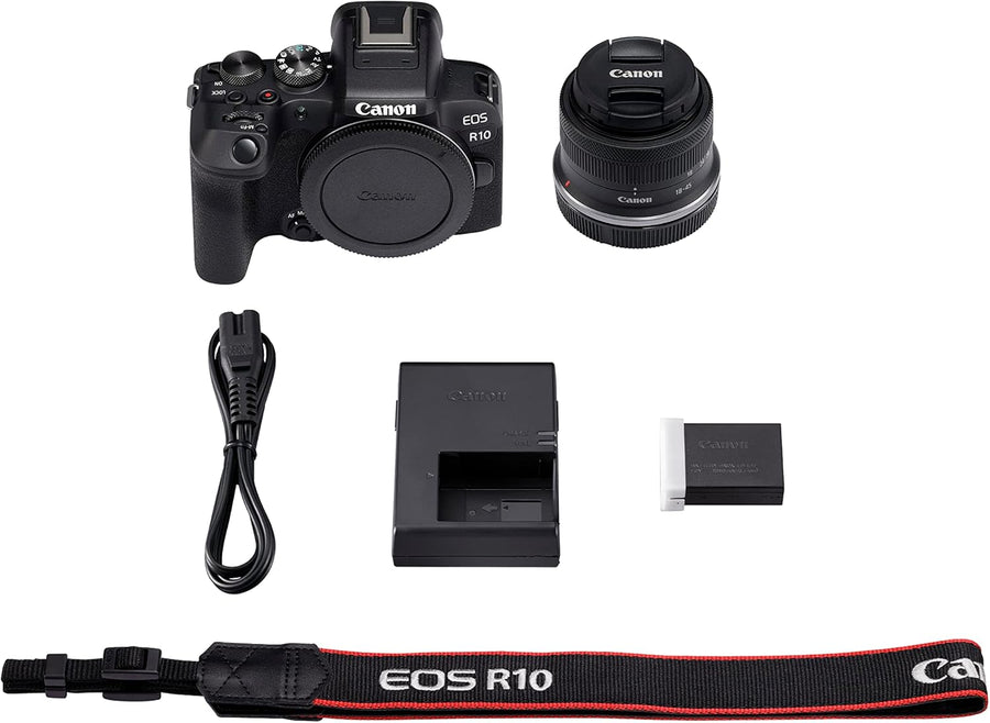 Canon EOS R10 Mirrorless Camera + RF-S 18-45 mm F4.5-6.3 is STM Lens (Hybrid Camera, DSLR Upgrade, 15 B/s, 4K Videos, Dual Pixel CMOS AF II Focus System, WiFi), Black
