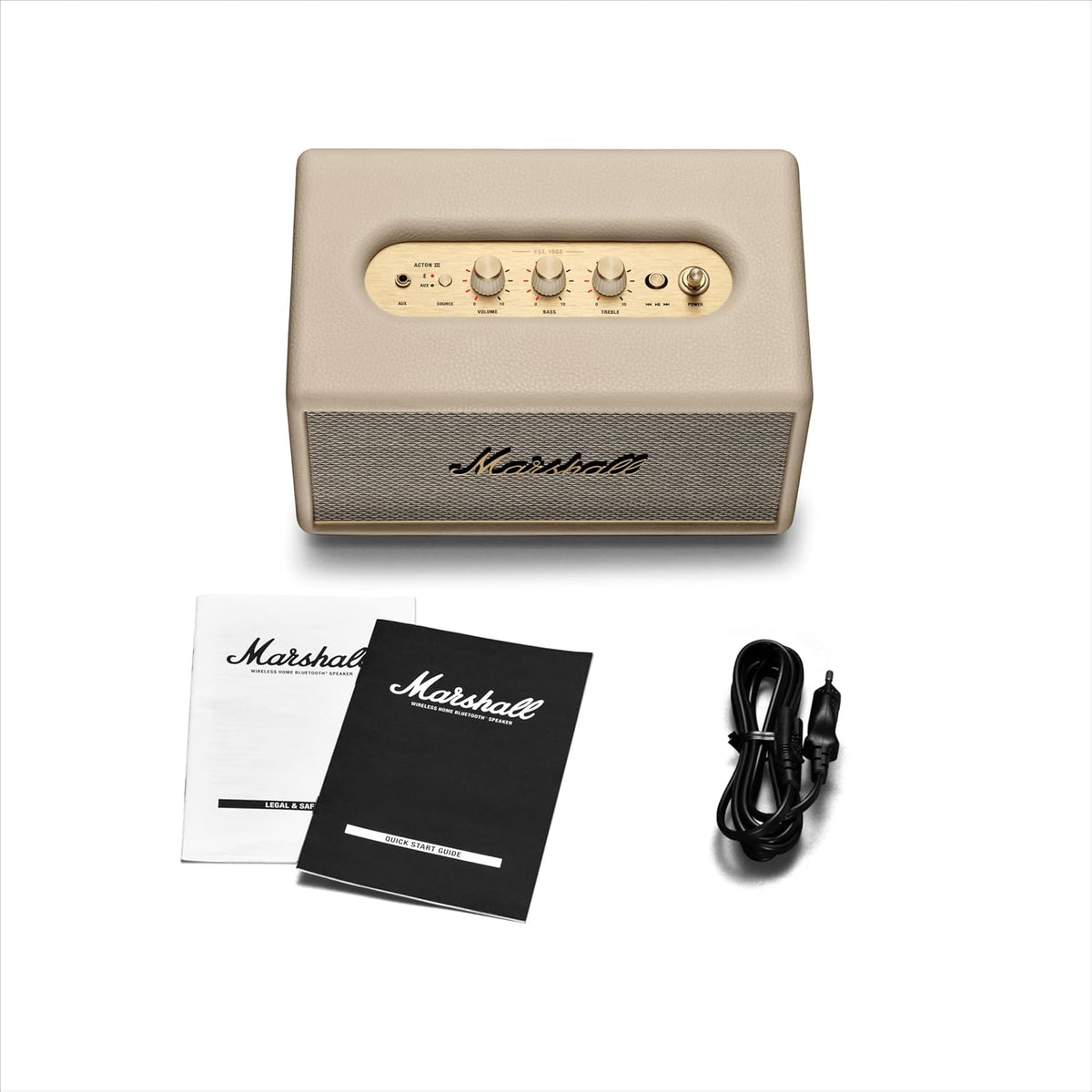 Marshall Acton III 60W Premium Home Wireless Speaker with Bluetooth 5.2 and Multiple Inputs - Enjoy signature Marshall sound | Cream