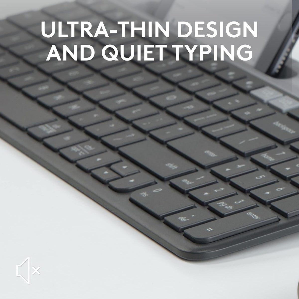 Logitech K580 Slim Multi-Device Wireless Keyboard - Bluetooth/Receiver, 24 Month Battery, Win/Mac, Desktop, Tablet, SmartphoneArabic Graphite