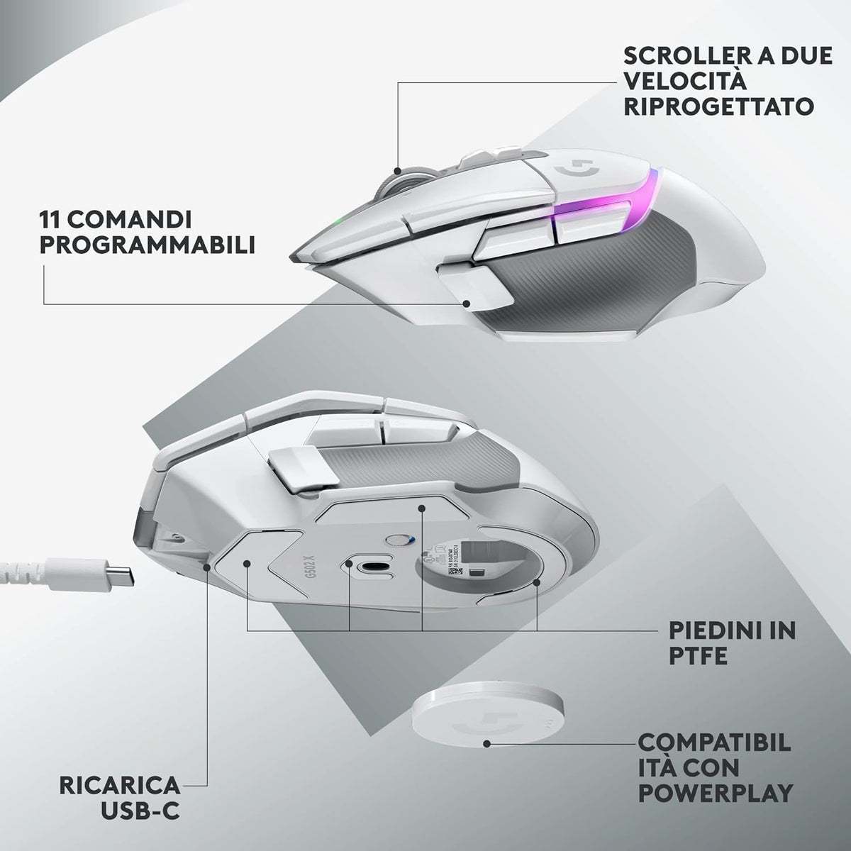 Logitech G502 X PLUS LIGHTSPEED Wireless RGB Gaming Mouse - , HERO 25K sensor, compatible PC macOS/Windows White