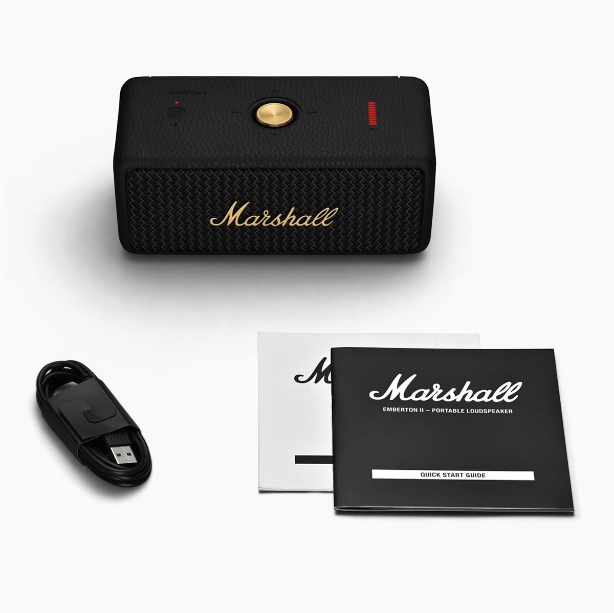 Marshall Emberton II Portable Bluetooth Speakers - Water Resistant Wireless Speakers Portable Speaker 30+ Hour of Playtime - Black and Brass