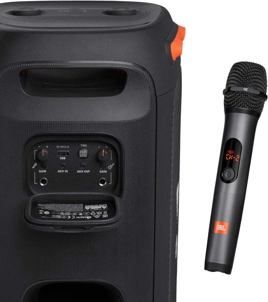 JBL Party Box 110 and Wireless Microphone Bundle Speaker and Microphone with LED Light Effect
