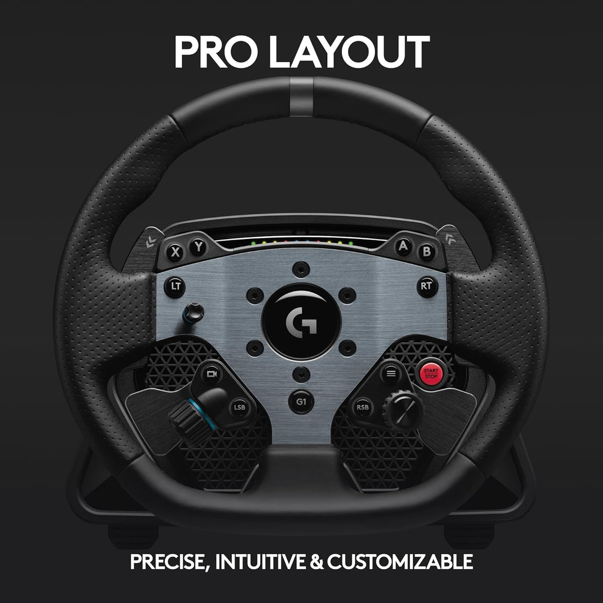 Logitech G PRO Racing Wheel for PC, Direct Drive 11 Nm Force, TRUEFORCE Force Feedback,  OLED Display, Quick Release, PRO Button Layout, Black
