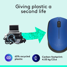 Logitech M171 Wireless Mouse for PC, Mac, Laptop, 2.4 GHz with USB Mini Receiver, Optical Tracking, 12-Months Battery Life, Ambidextrous - Blue