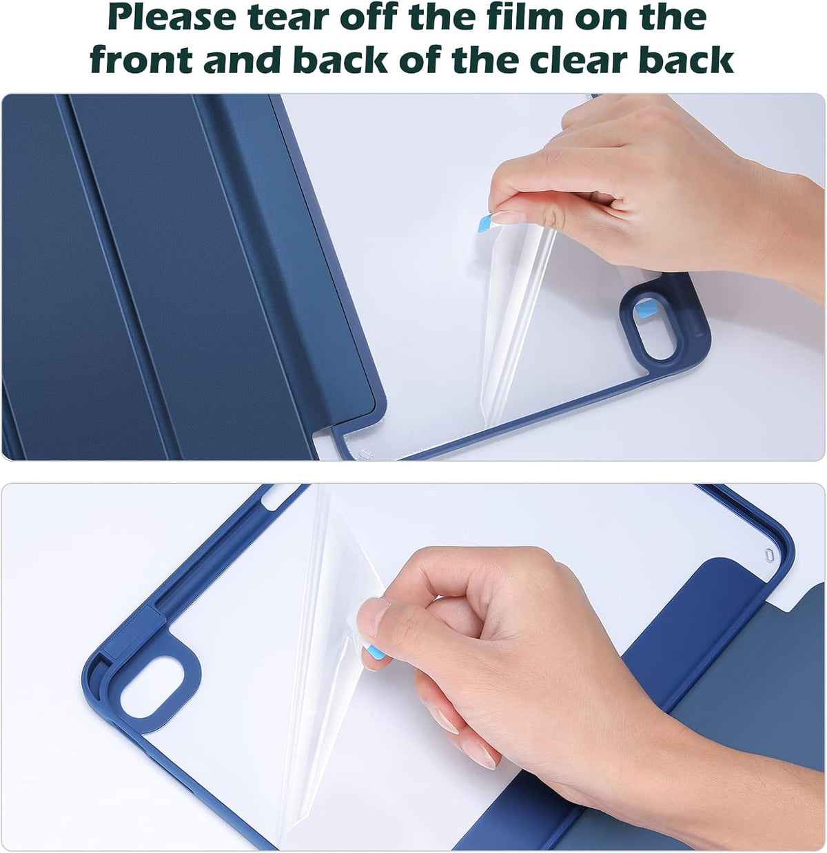 ProCase for iPad (A16) 11th Generation 11 Inch 2025/10th Generation 10.9 Inch 2022 Case with Pencil Holder, Hybrid iPad 11 10 Case with Clear Back, Supports Auto Wake/Sleep -Navy