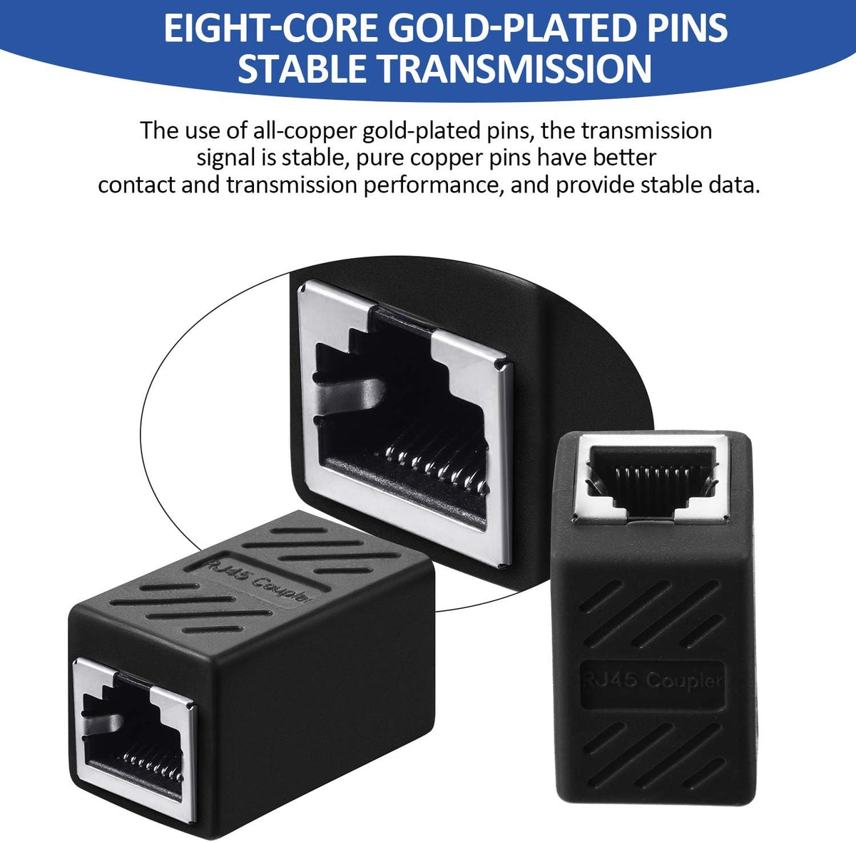 15 Pieces RJ45 Coupler, Ethernet Extension Adapter for Cat7/Cat6/Cat5e/Cat5