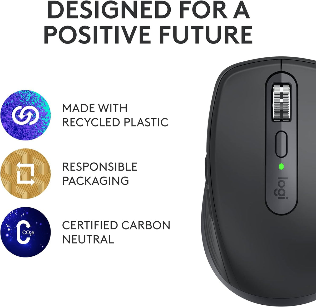 Logitech MX Anywhere 3S Compact Wireless Mouse,  USB C, Bluetooth, Windows PC, Linux, Chrome, Mac - Graphite