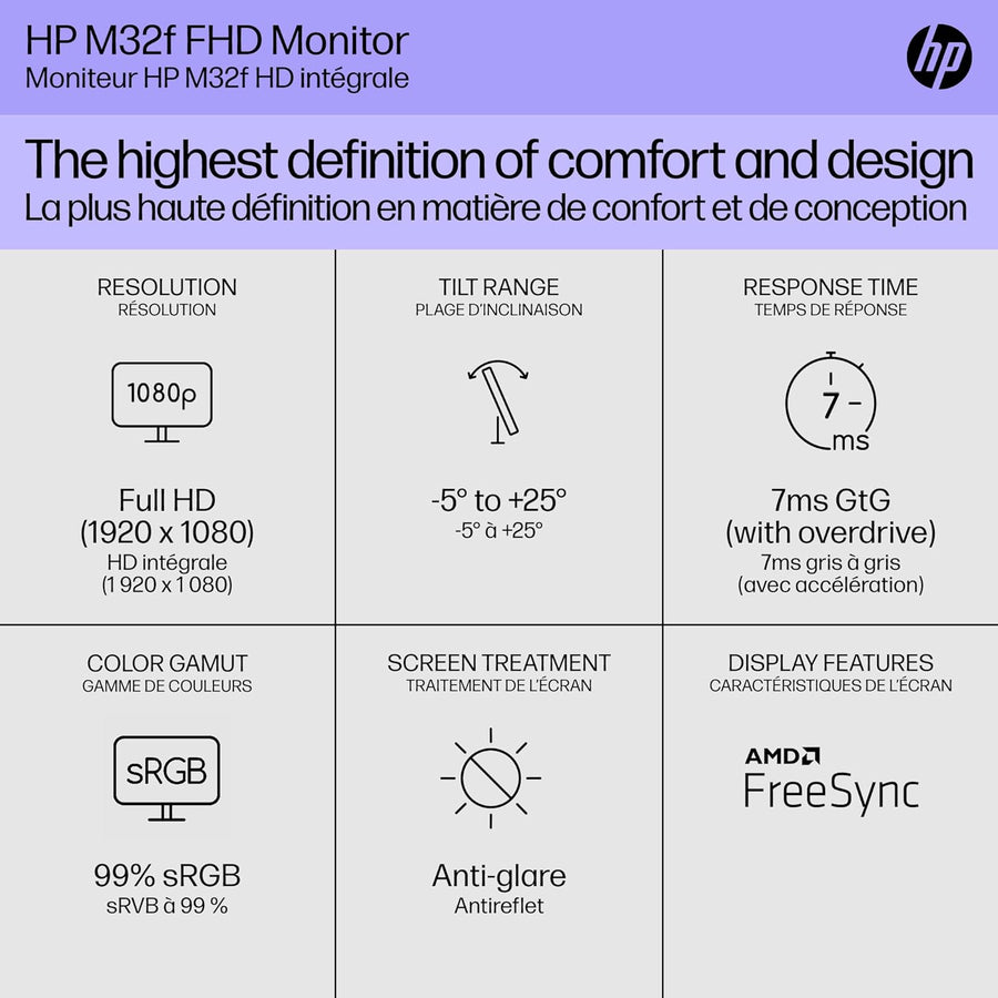 HP - M32f 31.5" LED Full HD FreeSync Monitor - Silver & Black