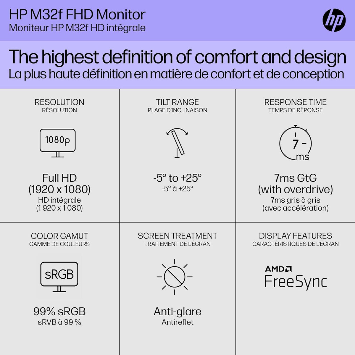 HP - M32f 31.5" LED Full HD FreeSync Monitor - Silver & Black