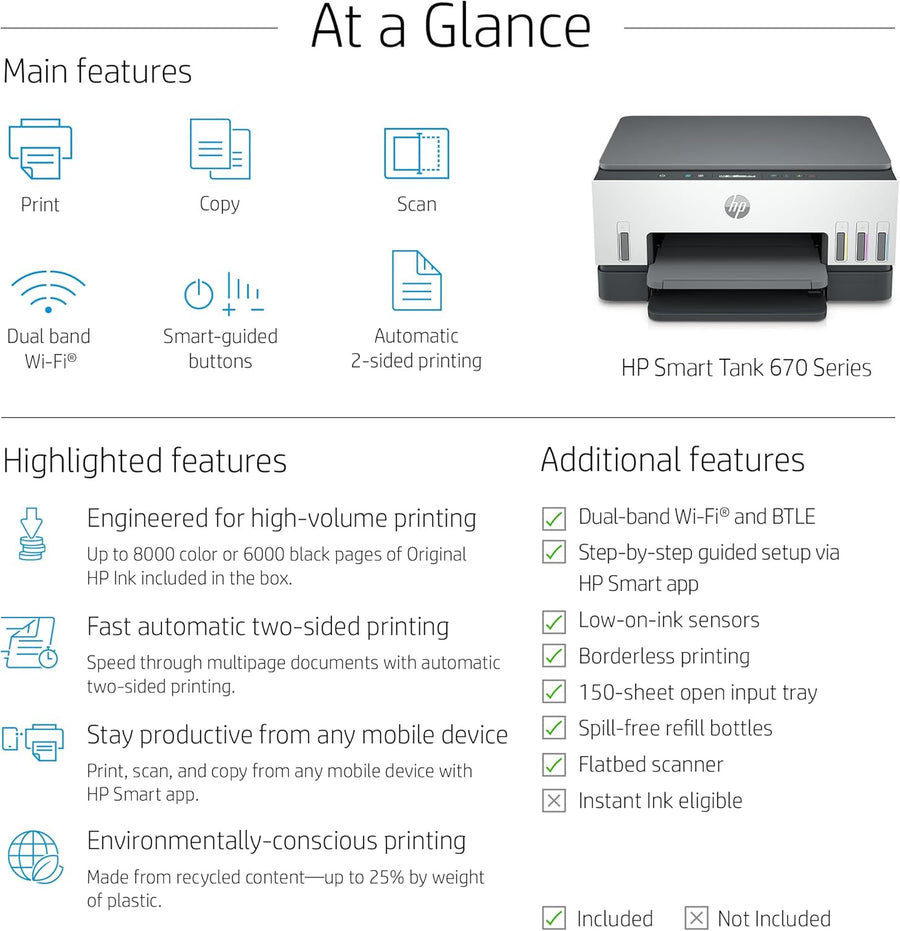 HP Smart Tank 670 All-in-One Printer