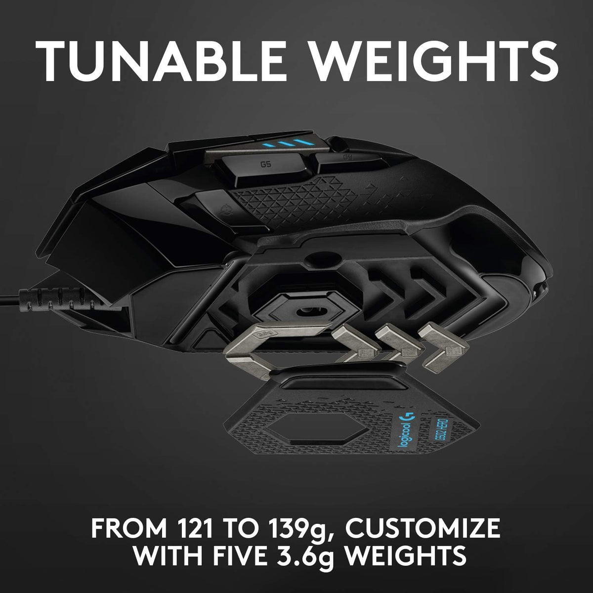 Logitech G502 HERO High Performance Wired Gaming Mouse, 11 Programmable Buttons, On-Board Memory, PC / Mac - Black