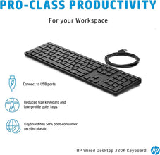 HP Wired Keyboard, 320K Black