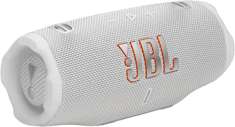 JBL Charge 6 - Portable waterproof and drop-proof Bluetooth speaker with built-in power bank, multi-speaker connection via Auracast, up to 28 hours playtime, fast charging, and powerful sound–White