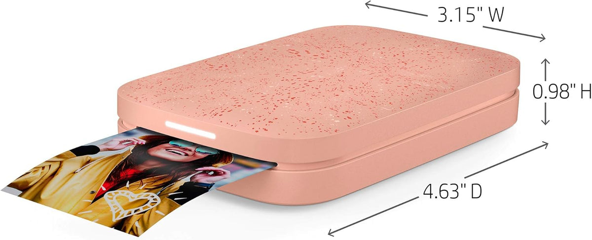 HP Sprocket Portable 2x3" Instant Photo Printer (Blush) Print Pictures on Zink Sticky-Backed Paper from your iOS & Android Device.