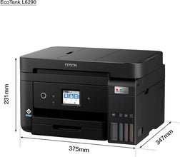 Epson Ecotank L6290 Office Ink Tank Printer A4 Colour 4 In 1 With Adf, Wi Fi And Smart Panel Connectivity Lcd Screen, Black, Compact