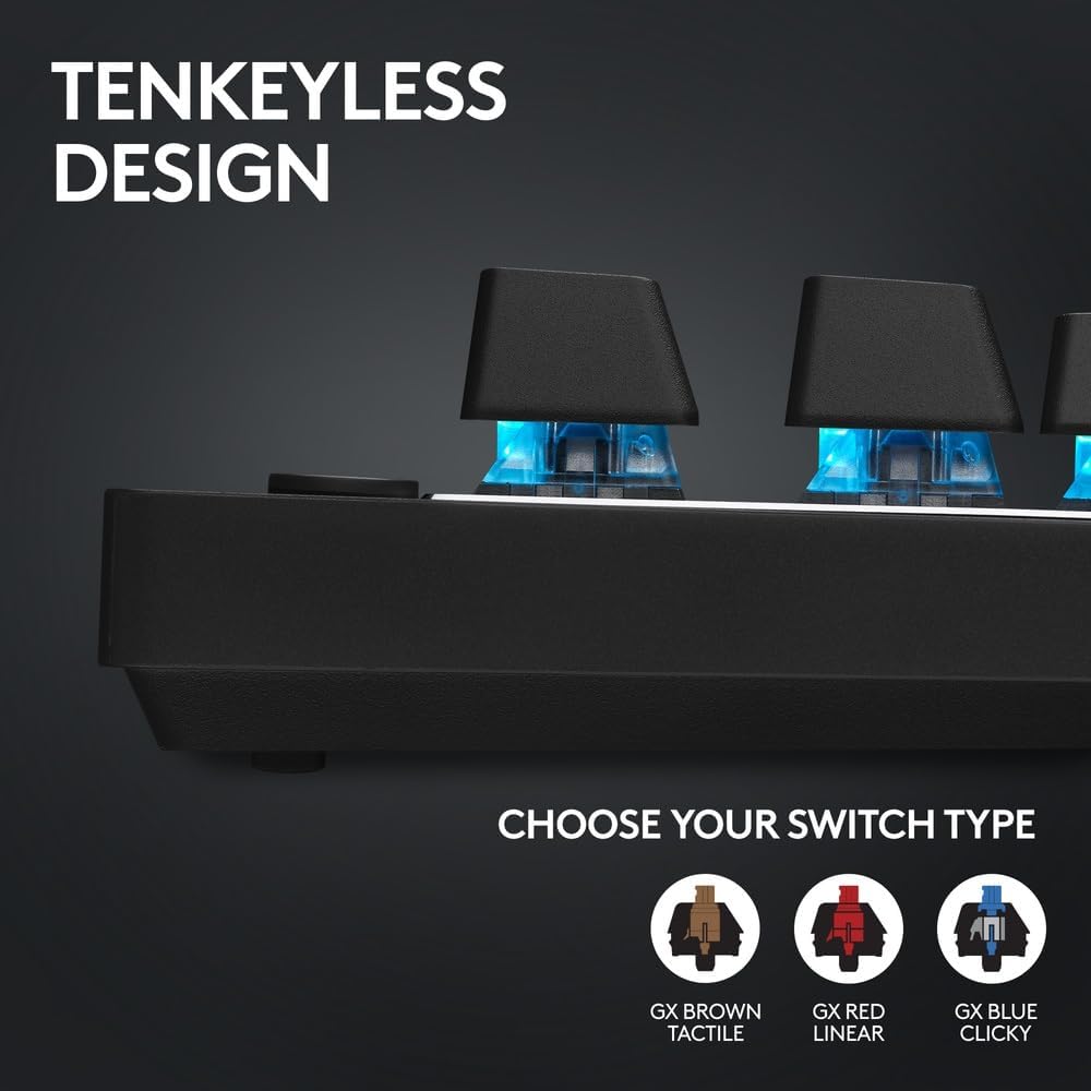 Logitech G PRO X TKL LIGHTSPEED Wireless Gaming Keyboard, Ultra-Portable Tenkeyless Design, LIGHTSYNC RGB, PBT keycaps, Tactile Switches (GX Brown), US INTL Layout - Black