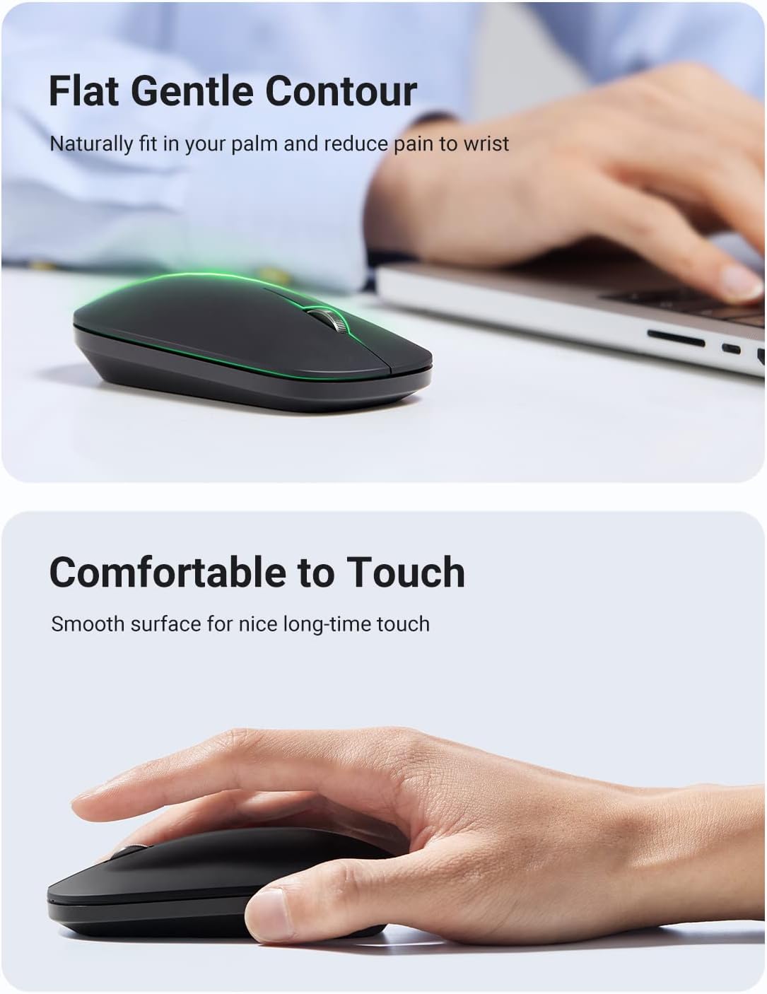 UGREEN Wireless Mouse Bluetooth 5.0 & USB Mouse 2.4G Dual Mode Silent Noiseless Slim Laptop Mice 4 Adjustable up to 4000DPI Compatible With Mackbook HP Acer Lenovo Thinkpad Dell Tablet-Black
