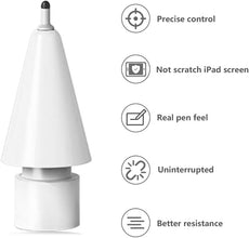 2-Pack Replacement Tips for Apple Pencil – Anti-Scratch Upgraded Nibs for Precise & Pen-Like Control – Soft Rubber Stylus Tips for Drawing, Writing, and Note Taking on iPad