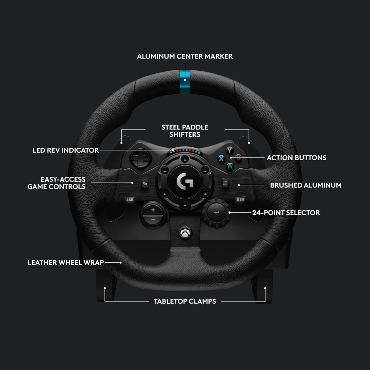 Logitech G923 Racing Wheel and Pedals for Xbox One and PC - UAE Version & Driving Force Racing Shifter For G923, Black