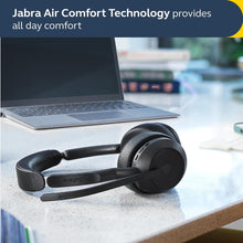 Jabra Evolve2 55 Stereo Wireless Headset - Features AirComfort Technology, Noise-Cancelling Mics & Active Noise Cancellation - MS Teams Certified, Works with Other Platforms - Black