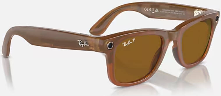 Meta Ray-Ban Smart Glasses Wayfarer Large 53/22/155 Shiny Caramel Polar Brown RW4008