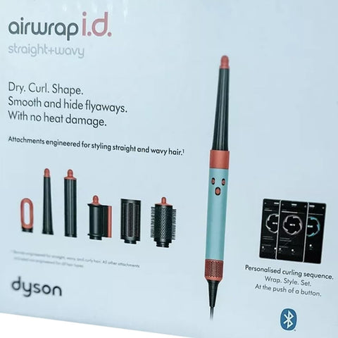 Dyson Airwrap i.d. Multi-Styler and Dryer Straight+Wavy HS08 - Bluetooth Enabled - for Perfect Curls (Ceramic Patina/Topaz)