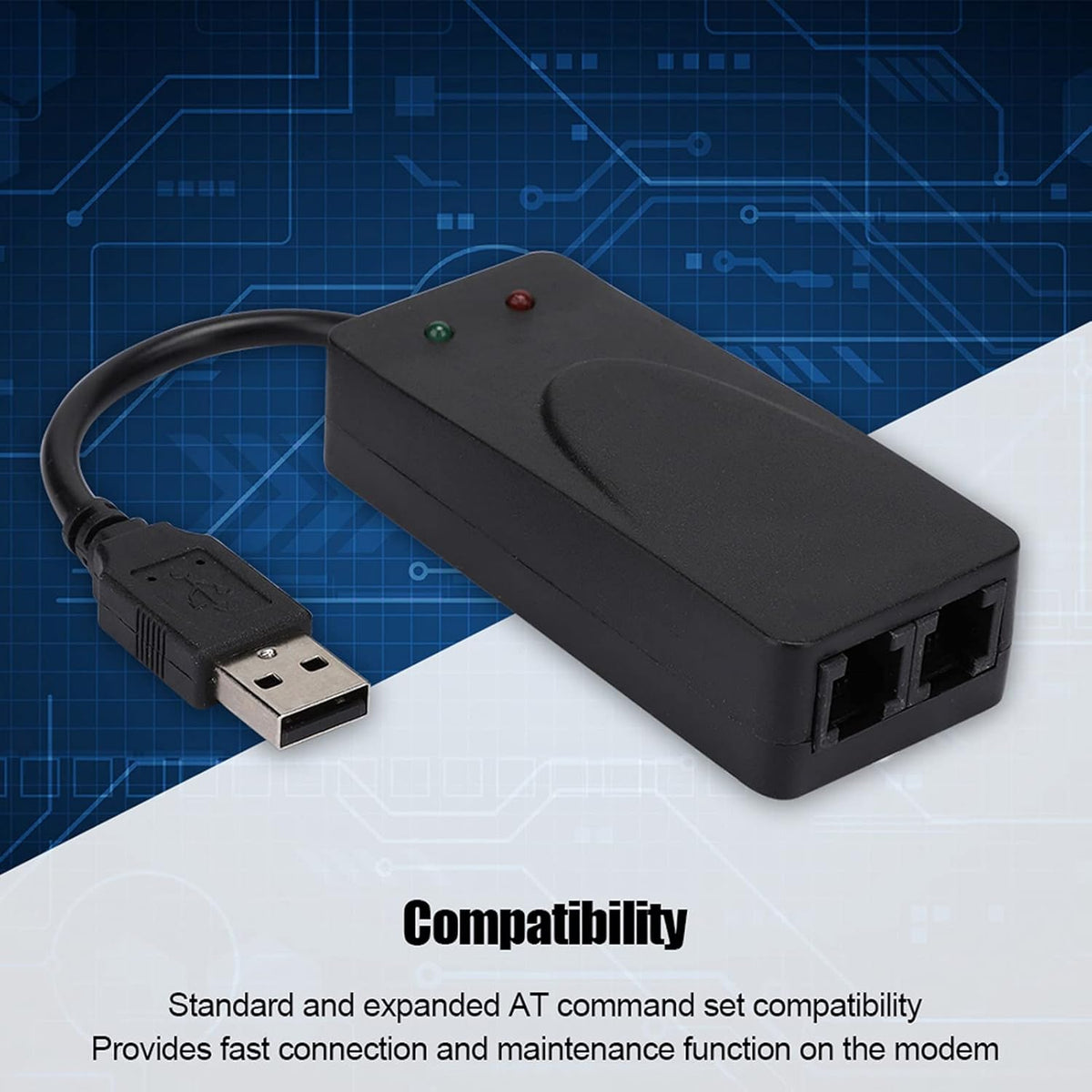 USB 56K Fax Modem, Dual Port USB Modem for Windows (XP/7/8/10),External USB2.0 Fax Modem with Automatic Dialing & Fax Sending/Receiving