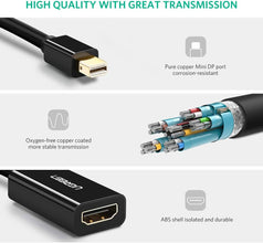 UGREEN Mini DisplayPort to HDMI Adapter Male to Female Thunderbolt 2.0 to HDMI Adapter Compatible for Apple MacBook Pro MacBook Air, Microsoft Surface Pro 4 3, Google Chromebook - Black