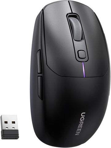 UGREEN Gaming Mouse, 5000 DPI Wired/Wireless Mouse, RGB Backlighting 2.4G Ergonomic Optical Mice, Lightweight Rechargeable Bluetooth Mice Gaming with 5 Programmable Buttons for Laptop, PC, Mac