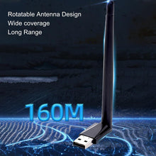 Bewinner USB Bluetooth 5.4 Adapter for PC, 160m Long Range USB Bluetooth Dongle, Wireless Transfer with Rotatable Antenna for Mouse Keyboard Headphones Speakers, Desktop, Laptop