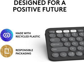Logitech Pebble Keys 2 K380s, Multi-Device Bluetooth Wireless Keyboard with Customisable Shortcuts, Slim and Portable, Easy-Switch for Windows, macOS, iPadOS, Android, Chrome OS, ARA Layout - Graphite
