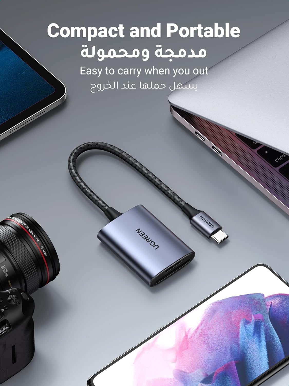 UGREEN SD Card Reader USB C Micro SD Card Adapter OTG Memory Adapter for iPhone 16/15 Series, 2022-2016 MacBook Pro, M1 M2 Mac Air, iPad Pro, Surface, Dell XPS, Samsung