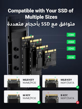 UGREEN M.2 NVMe and SATA SSD Enclosure Reader Adapter, 10Gbps USB C 3.2 Gen2, Thunderbolt 3 Compatible, Tool-Free NVMe External Enclosure Supports M and B&M Keys and Size 2230/2242 /2260/2280 SSDs