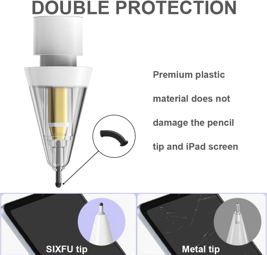 2-Pack Replacement Tips for Apple Pencil – Anti-Scratch Upgraded Nibs for Precise & Pen-Like Control – Soft Rubber Stylus Tips for Drawing