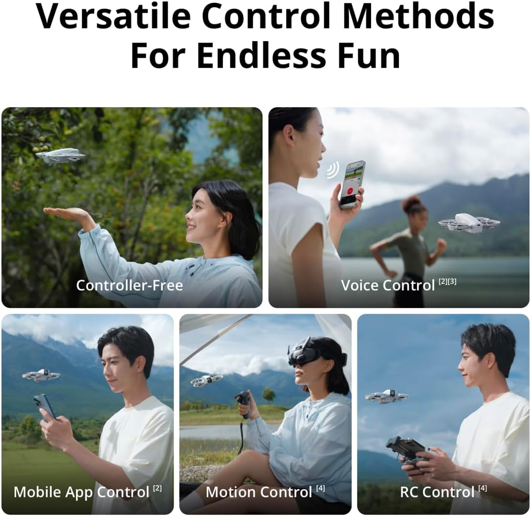 DJI Neo, 4K UHD Camera Drone, 135g, Palm Takeoff, AI Subject Tracking, Ultra-Stabilized Video, Built-In Propeller Guard (Controller-Free),
