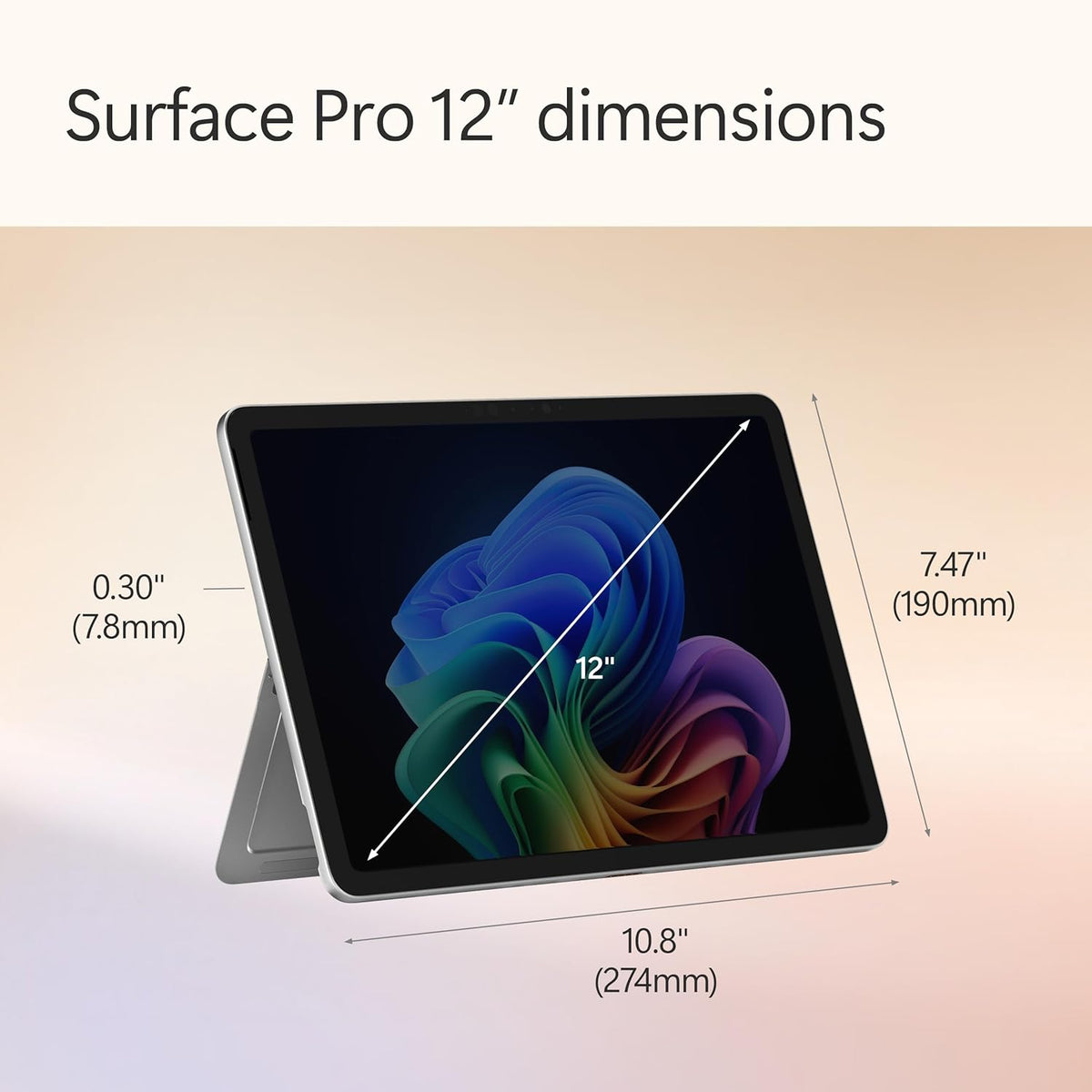 Microsoft Surface Pro 2-in-1 Laptop/Tablet (2025), Windows 11 Copilot+ PC, 12" Touchscreen Display, Snapdragon X Plus (8 Core), 16GB RAM, 256GB Storage, Platinum