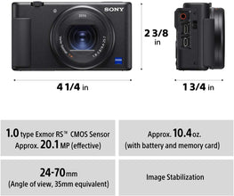 Sony Zv-1 Vlog Camera With Fast And Precise Focus Transition, Pro-Quality Bokeh, Product Showcase Setting, Vari Angle Screen, 4K Hdr Video, Selfie And More Dsc-Zv1, Black