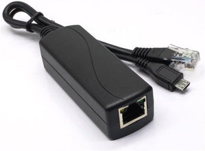 LEVGLAKE POE Splitter, 48V to 5V 2.4A Micro USB Ethernet Adapter, Compatible with Raspberry Pi 3B+, IP Camera and More