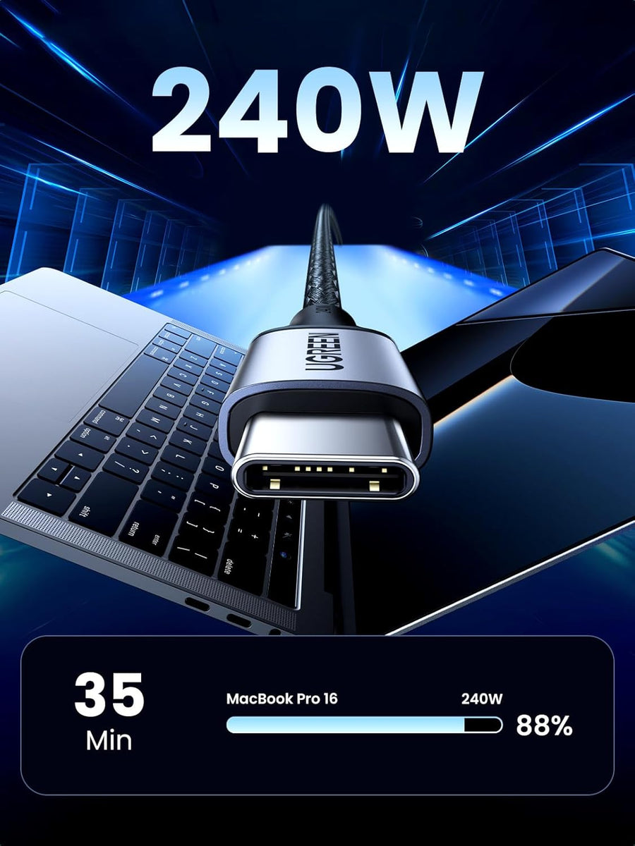 UGREEN USB C Cable 2M Braided 240W (48V 5A) Power Delivery PD 3.1