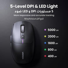 UGREEN Gaming Mouse, 5000 DPI Wired/Wireless Mouse, RGB Backlighting 2.4G Ergonomic Optical Mice, Lightweight Rechargeable Bluetooth Mice Gaming with 5 Programmable Buttons for Laptop, PC, Mac