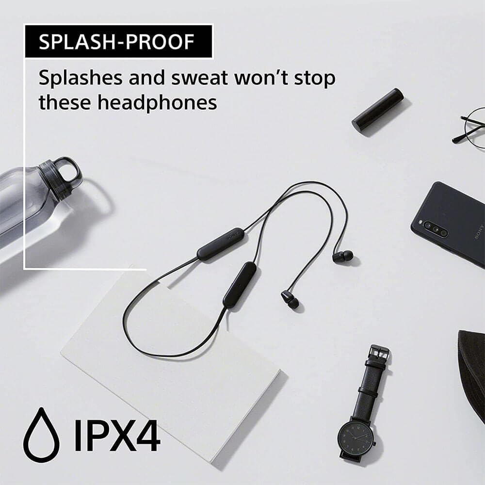 Sony WI-C100 Wireless in-Ear Bluetooth Headphones with Built-in Microphone, White, Small