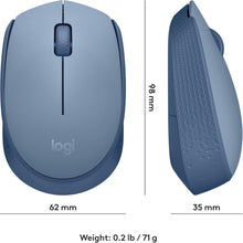 Logitech M171 Wireless Mouse for PC, Mac, Laptop, 2.4 GHz with USB Mini Receiver, Optical Tracking, 12-Months Battery Life, Ambidextrous - Blue Grey