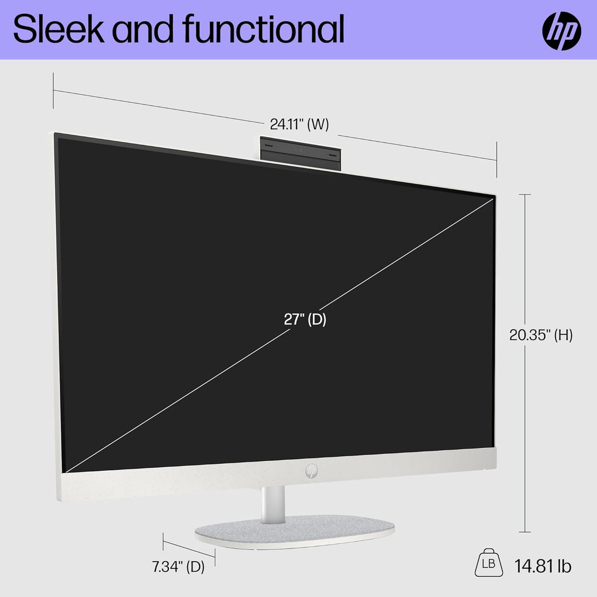 HP 27 inch All-in-One Desktop PC, FHD Display, 13th Gen Intel Core i7-1355U, 16 GB RAM, 512 GB SSD, Intel UHD Graphics, Windows 11, non touch (upgrade)