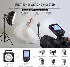 NEEWER Q4 400Ws 2.4G TTL Flash,1/8000 HSS, All in One Strobe Light, Outdoor Photography Monolight, 30W Modeling Lamp, 400W Full Power Flash, 0.01-1.2s Recycling, Black | Q4-400Ws