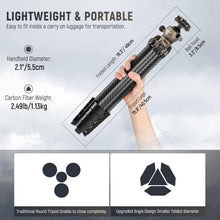 Neewer LT35 LiteTrip 61″ Carbon Fiber Travel Tripod with Panoramic Ball Head Lightweight 1.13 kg, 22 lb Load Capacity, Arca QR & Phone Grip