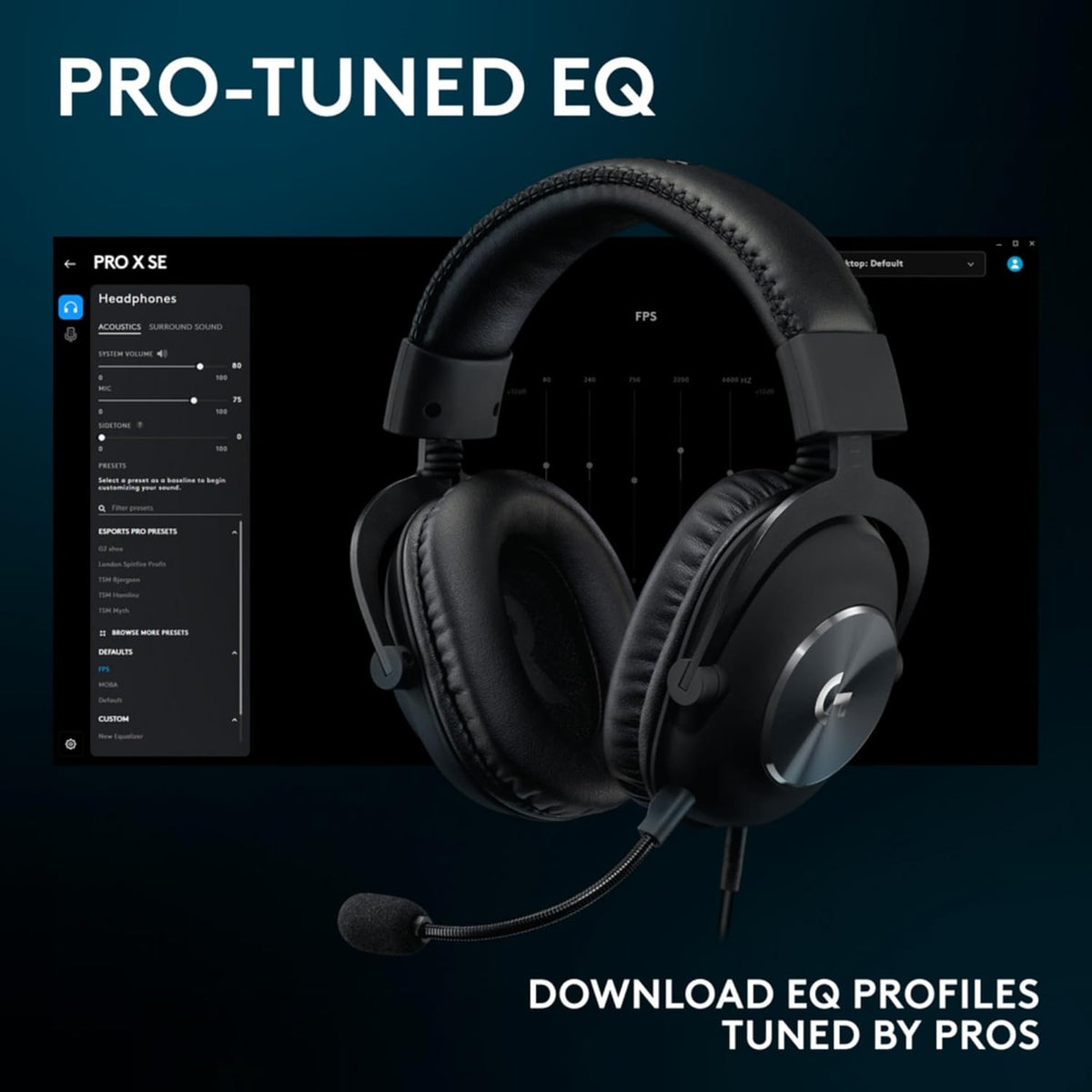 Logitech G Pro X SE Wired Gaming Headset with Microphone: Detachable Mic, DTS Headphone:X 7.1, Memory Foam Ear Pads, 50 mm Drivers, USB DAC, for PC, Xbox, PS5 - Black
