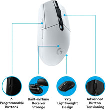 Logitech G305 Lightspeed Wireless Gaming Mouse, HERO Sensor, 12,000 DPI, Lightweight, 6 Programmable Buttons, 250h Battery Life, On-Board Memory, Compatible with PC / Mac - White