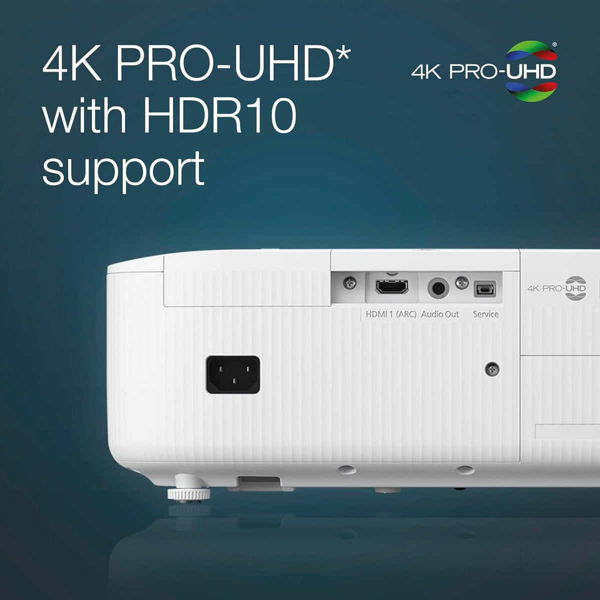 EPSON EH-TW6150 4K PRO-UHD projector, 2,800 lumen brightness, lag time of less than 20ms, 3LCD technology, USB, HDMI